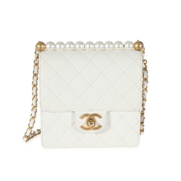 Chanel White Quilted Goatskin Vertical Chic Pearls Flap Bag - Picture 1 of 7
